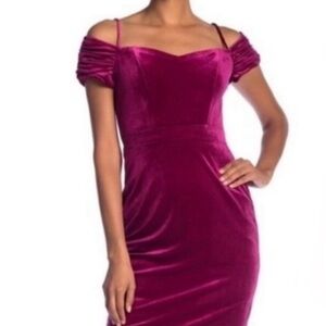 Laundry by Shelli Segal Velvet Pink Fuchsia Winter Cocktail Dress Size 4